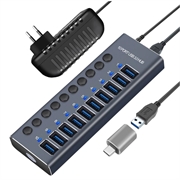 10-port USB 3.0 Hub with Individual Power Switches - Grey