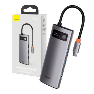 Hub 5in1 Baseus Metal Gleam Series CAHUB-CX0G, USB-C to 3x USB 3.0 + HDMI + USB-C PD