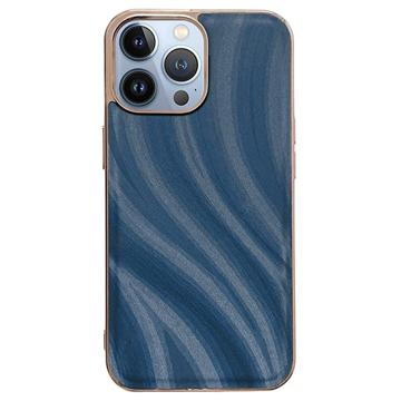 Abstract Series iPhone 14 Pro TPU Coated Case - Blue