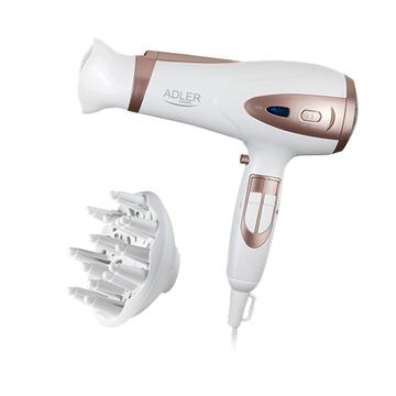 Adler AD 2248 Ion Hair Dryer w. Diffuser - 2200W - White