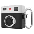 AirPods 4 Retro Camera Design Liquid Silicone Case - Black