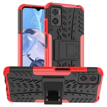 Anti-Slip Motorola Moto E22 E22i Hybrid Case with Stand - Red / Black