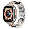 Apple Watch Series Ultra 2/Ultra/10/9/8/SE (2022)/7/SE/6/5/4/3/2/1 Tech-Protect Stainless Steel Line Strap - 49mm/46mm/45mm/44mm/42mm - Titanium / Orange