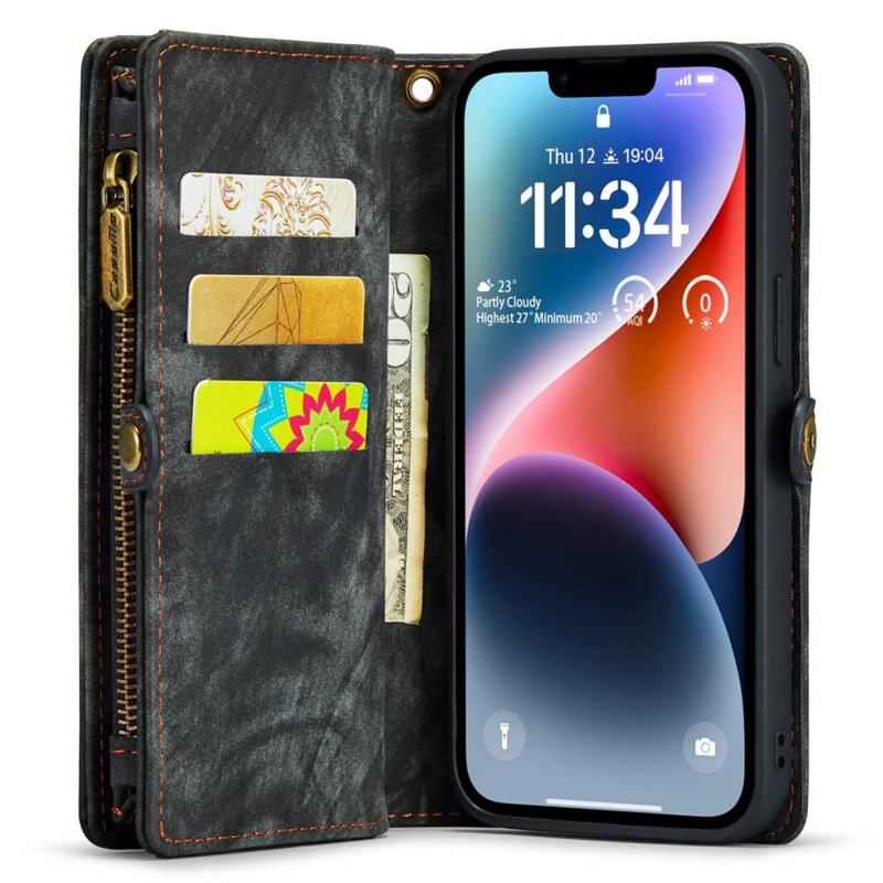 CaseMe iPhone XS Max Detachable Zipper Leather Wallet Case Black