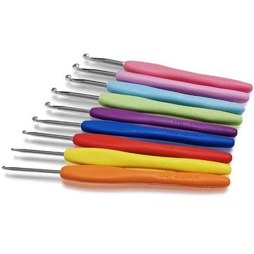 Crochet Hook Set in Aluminum with Ergonomic Plastic Handle - 9 Pcs.