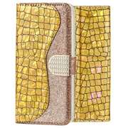 Croco Bling iPhone XS Max Wallet Case - Gold