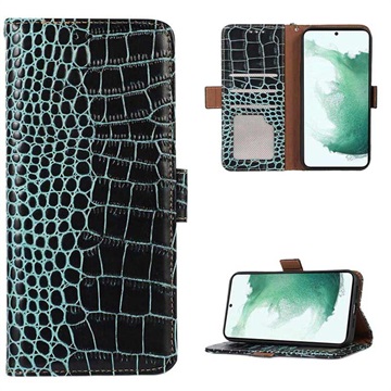 Crocodile Series Samsung Galaxy S21 FE 5G Wallet Leather Case with RFID - Green