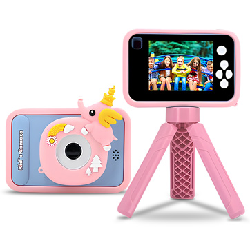 Cute Kids Camera with Tripod AC10 - Pink