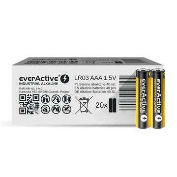 EverActive Industrial LR03/AAA Alkaline batteries - 40pcs (20x2) (Open Box - Excellent)