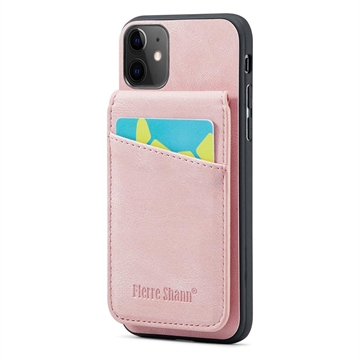 iPhone 11 Fierre Shann Coated Hybrid Case with Card Holder and Stand