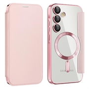 Samsung Galaxy A55 Flip Case with Card Slot - MagSafe Compatible - Pink