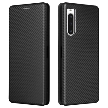 Sony Xperia 10 V Flip Case - Carbon Fiber - Black