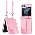 Samsung Galaxy Z Flip5 Floral Print Case with Strap