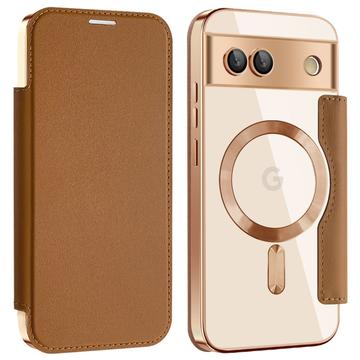 Google Pixel 8a Flip Case with Card Slot - MagSafe Compatible - Brown