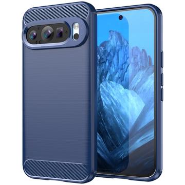 Google Pixel 9/9 Pro Brushed TPU Case - Carbon Fiber - Blue