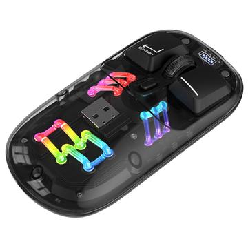 HXSJ T200 Dual-Mode Wireless Bluetooth Mouse with RGB Lighting - Black