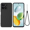 Honor 200 Smart Liquid Silicone Case with Hand Strap - Black