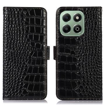 Honor X6b Crocodile Series Wallet Leather Case with RFID - Black