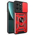 Honor X6b Rotary Ring Hybrid Case with Camera Shield - Red