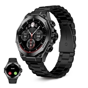 Ksix Titanium AMOLED Smartwatch - Stainless Steel & Silicone Strap - Black