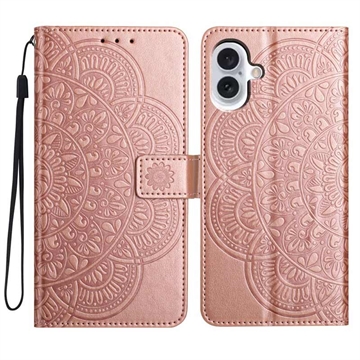 iPhone 16 Mandala Series Wallet Case - Rose Gold