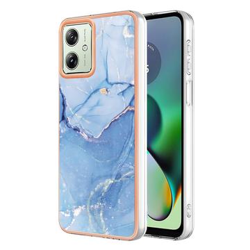 Motorola Moto G54 Marble Pattern Electroplated IMD TPU Case - Blue