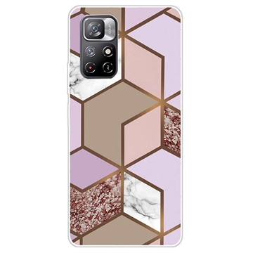 Xiaomi Redmi Note 11 Pro/Note 11 Pro 5G Marble Pattern IMD TPU Case - Brown / Pink