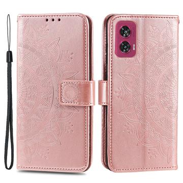 Motorola Edge 50 Fusion Mandala Series Wallet Case - Rose Gold