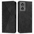 Motorola Edge 50 Fusion Rhombus Pattern Wallet Case with Magnetic Closure