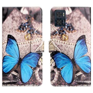 Motorola Moto E14 Style Series Wallet Case - Blue Butterfly