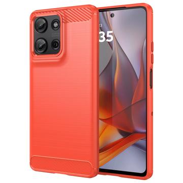 Motorola Moto G75 Brushed TPU Case - Carbon Fiber - Red