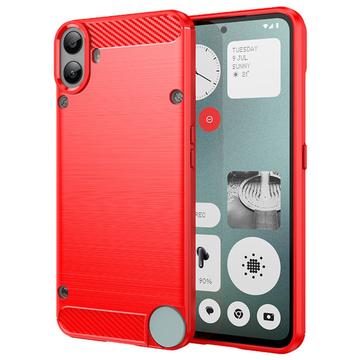 Nothing CMF Phone 1 Brushed TPU Case - Carbon Fiber - Red