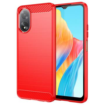 Oppo A18/A38 Brushed TPU Case - Carbon Fiber - Red