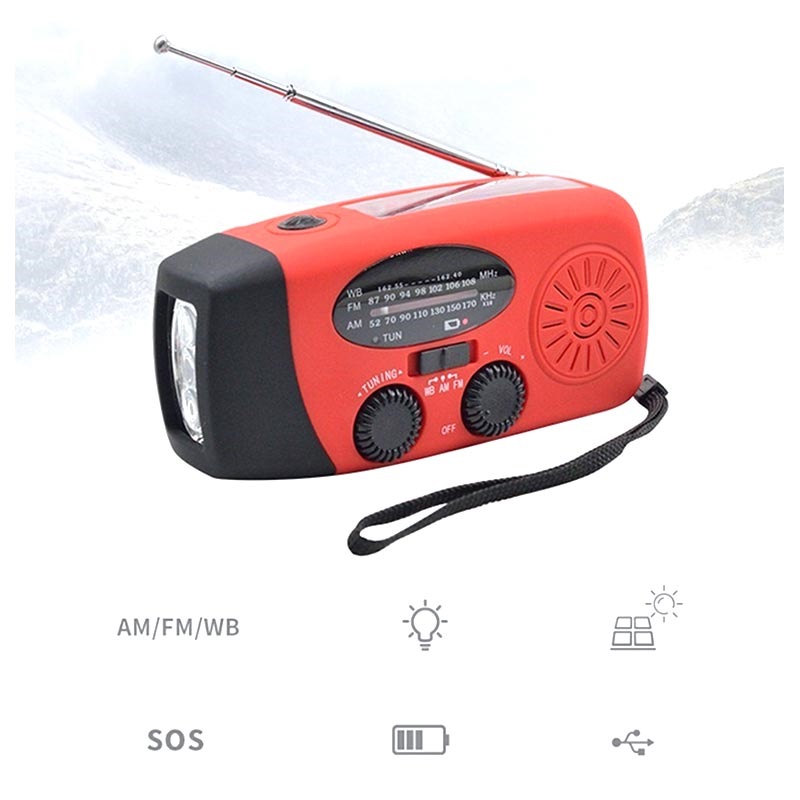 (FIXO)RADIO SOLAR AM/FM ROJO USB/TF LINT BAT 600W