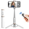 Q12 Extendable Selfie Stick & Tripod with Bluetooth Remote - White