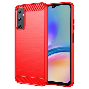 Samsung Galaxy A05s Brushed TPU Case - Carbon Fiber - Red