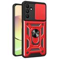 Samsung Galaxy A15 Rotary Ring Hybrid Case with Camera Shield - Red