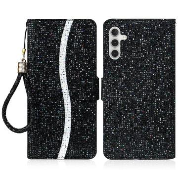 Samsung Galaxy A16 Stylish Glitter Wallet Case - Black