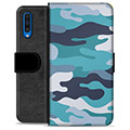 Samsung Galaxy A50 Premium Wallet Case - Blue Camouflage