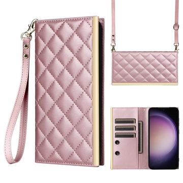 Samsung Galaxy S23 Luxury Quilted Wallet Case - Rose Gold