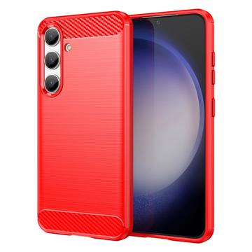 Samsung Galaxy S24 Brushed TPU Case - Carbon Fiber - Red