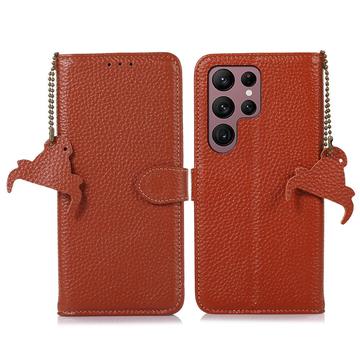 Samsung Galaxy S24 Ultra Wallet Leather Case with RFID - Brúnn