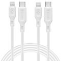 Spigen DuraSync MFi USB-C to Lightning Cable - 2-Pack, 100cm - White