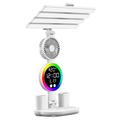 Touch 3 Modes LED Eye Protection Desk Lamp with Clock, Fan, and Pen Holder - USB Powered