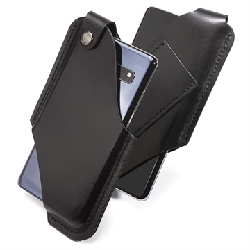 Universal Holster Leather Case with Belt Loop - S - Black