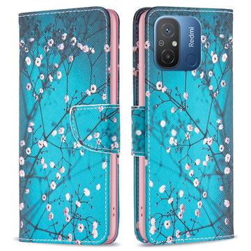 Xiaomi Redmi 12C, Poco C55 Wonder Series Wallet Case - White Flowers