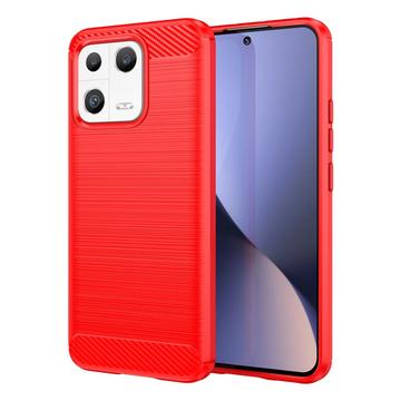 Xiaomi 13 Brushed TPU Case - Carbon Fiber - Red