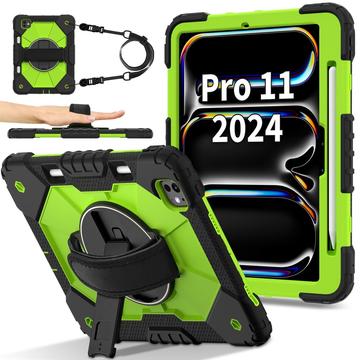 iPad Pro 11 (2024) Heavy Duty 360 Case with Hand Strap - Green