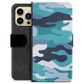iPhone 13 Pro Max Premium Wallet Case - Blue Camouflage