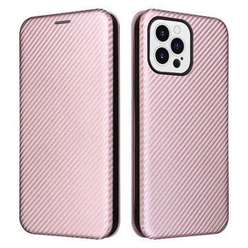 iPhone 14 Pro Max Flip Case - Carbon Fiber - Rose Gold